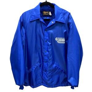 Vintage Swingster Men's M Nylon Satin Varsity‎ Jacket Multnomah Plywood Logo USA